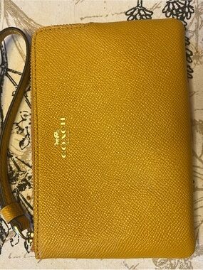 Coach Yellow Saffiano Leather Wristlet